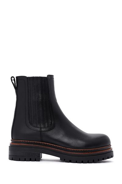 Derimod Black Leather Women's Chelsea Boots - 24WFD 181518