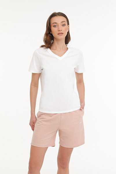 Kinetix Μπλουζάκι WB V NECK 11SN227 4FX Beyaz Kadın Kısa Kol