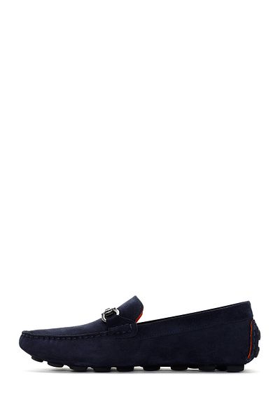 Derimod Men's Navy Blue Suede Leather Genuine Leather Penny Loafer Shoes Casual Daily Shoes 24Sfd634210