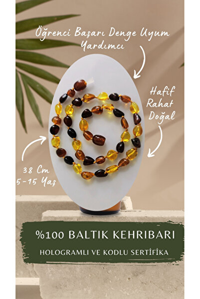 Combin Accessory Sertifikalı Çocuk Kehribar Kolye 38 Cm