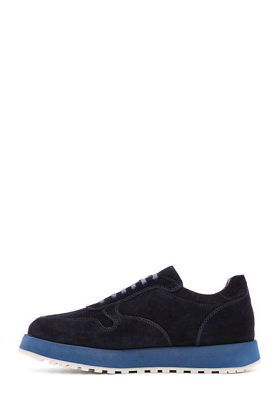 Derimod Navy Blue Suede Leather Men's Sneakers - Lace-up Casual 24sfd 635610