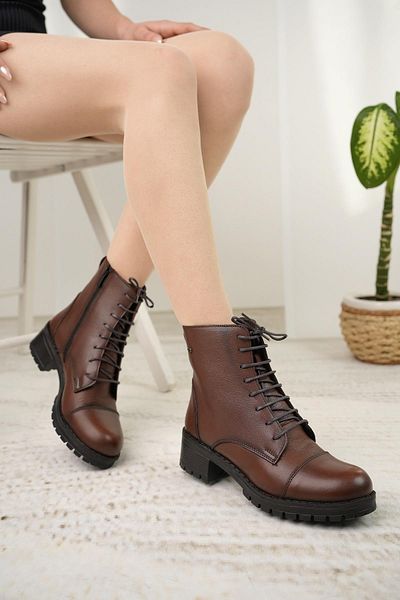 Castle Black 2670-1 Tan Γνήσιο Δερμάτινο Χειμερινές Γυναικείες Μπότες