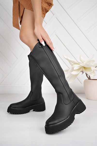 Pierre Cardin 11196 Μαύρες γυναικείες μπότες με φερμουάρ στην πλάτη