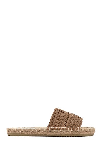 Derimod Women's Beige Knitted Leather Espadrille Slippers 24Sfd206129