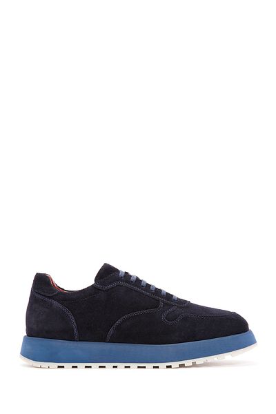 Derimod Navy Blue Suede Leather Men's Sneakers - Lace-up Casual 24sfd 635610