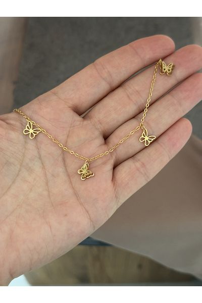 lolajewelry Luxury Steel Gold Color Butterfly Steel Anklet