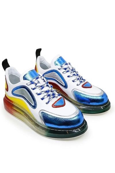Letafia Tenis colorat Lucca din piele naturală cu talpă de aer alb