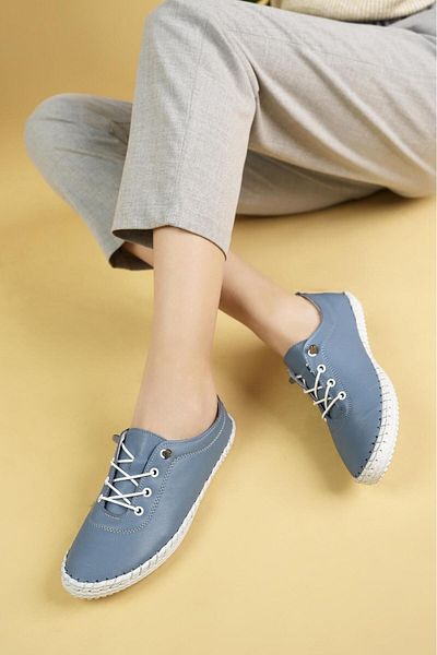 Nesil Shoes Maria 300 Blue Pantofi casual pentru femei din piele naturală moale