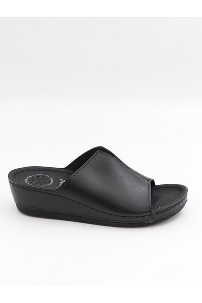 BENTO 15069 Black 36-41 Anatomical Wedge Women's Slippers