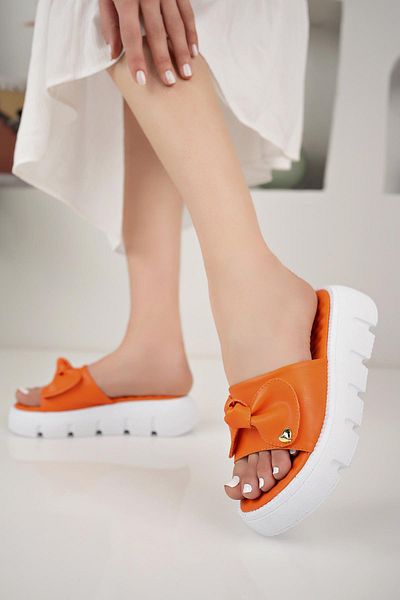 Nesil Shoes Dvm 6600 Orange Massage Sole Women's Slippers