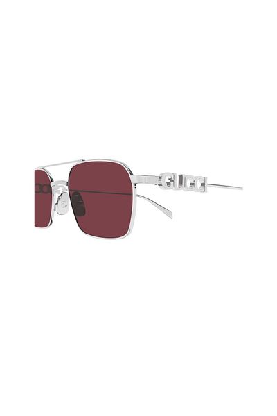 Gucci Gg 1808s 004 52 نظارة شمسية معدنية رمادية مستطيلة للجنسين
