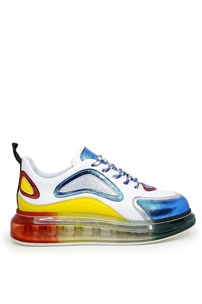 Letafia Tenis colorat Lucca din piele naturală cu talpă de aer alb