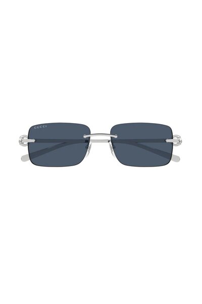 Gucci Gg 1703S 003 55 Unisex Rectangle Gray Metal Sunglasses