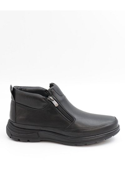 Nesil Shoes Showmen 241-1 Μαύρες ανδρικές μπότες από γνήσιο δέρμα και γούνα