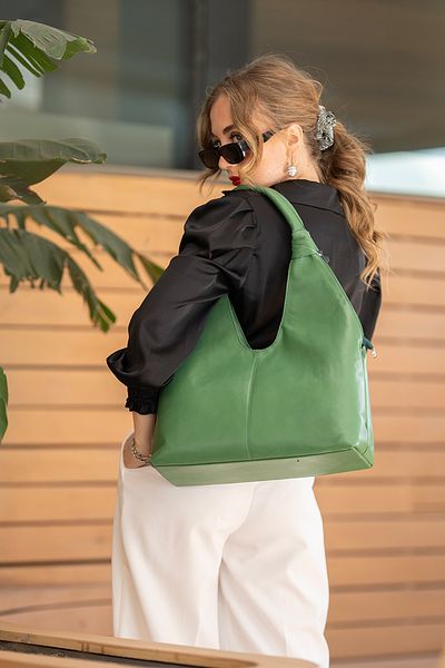 CüzCan Valery Green Genuine Leather Women's Hand Shoulder and Shoulder Bag