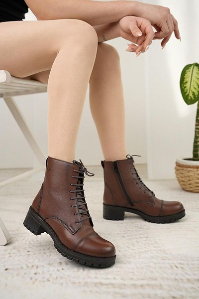 Castle Black 2670-1 Tan Γνήσιο Δερμάτινο Χειμερινές Γυναικείες Μπότες