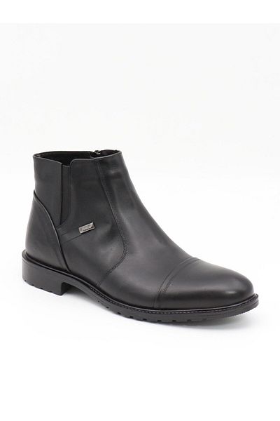 Fosco 3580-1 Black Genuine Leather Rubber Sole Fur Men's Boots