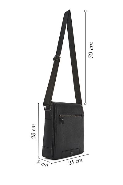 Derimod Men's Black Leather Crossbody Bag 23Wbd3202Cr