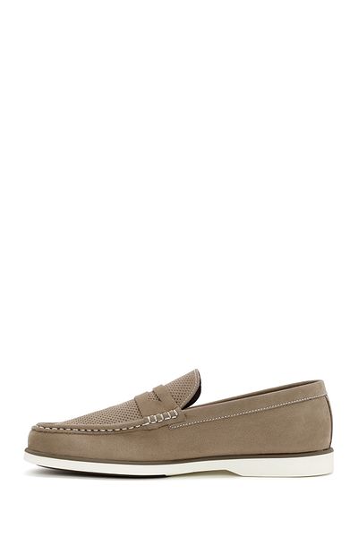 Derimod Men's Mink Nubuck Genuine Leather Casual Penny Loafer Shoes Casual Daily Shoes 24Sfd6014V3