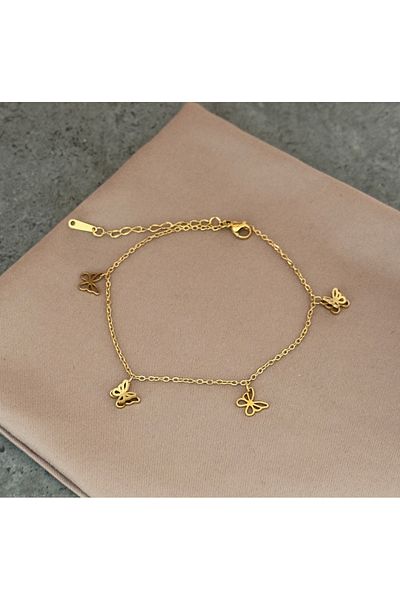 lolajewelry Luxury Steel Gold Color Butterfly Steel Anklet