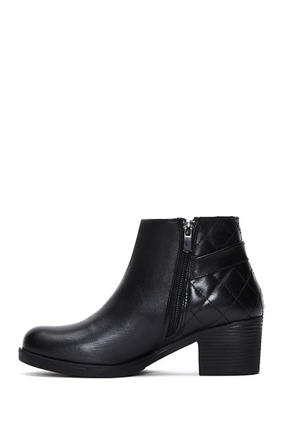 Derimod Black Buckle Detailed Zippered Thick Heeled Leather Women's Boots - 24Wfd 412918