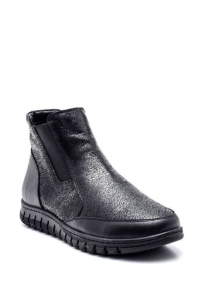 Derimod Women's Black Zippered Leather Comfort Boots 24Wfd 360014