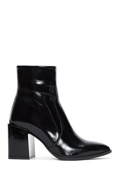 Derimod Black Patent Leather Heeled Leather Boots - Women'S, Zippered 24Wfd 131316