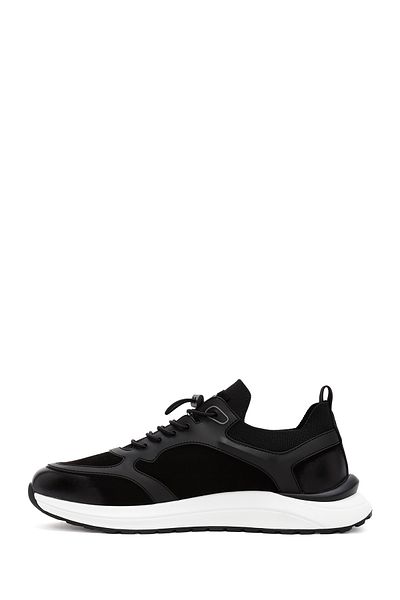 Derimod Black Nubuck Leather Men's Sneakers - Lace-Up, 24Wfd6925V3