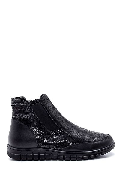 Derimod Women's Black Zippered Leather Comfort Boots 24Wfd 360014