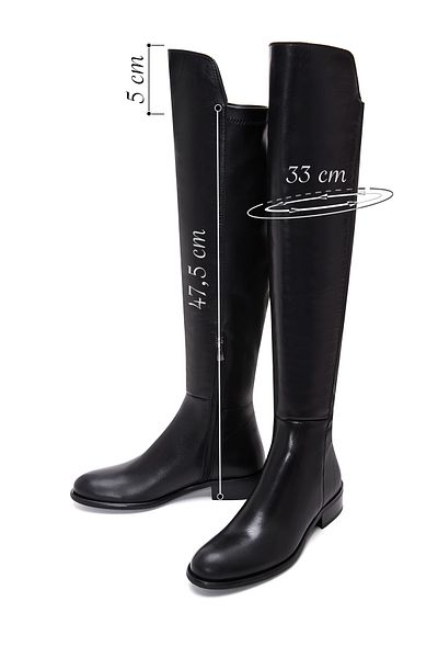 Derimod Women's Black Zippered Leather Boots 24Wfd 280418