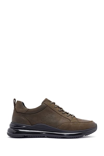 Derimod Men's Khaki Lace-Up Nubuck Leather Sneakers 24Wfd6923V3