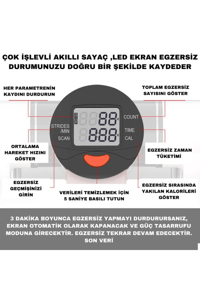 İMVULA Dijital Yürüyüş Egzersiz Pedal Aleti Çok Fonksiyonlu Egzersiz Aleti