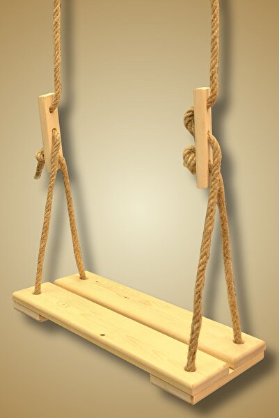 Genel Markalar Doğal Ahşap Ev Ve Bahçe Tipi Halatlı Salıncak - Çocuk Salıncağı