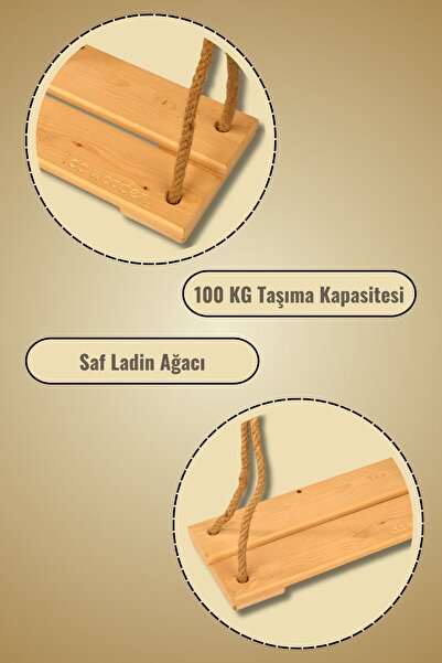 Genel Markalar Doğal Ahşap Ev Ve Bahçe Tipi Halatlı Salıncak - Çocuk Salıncağı