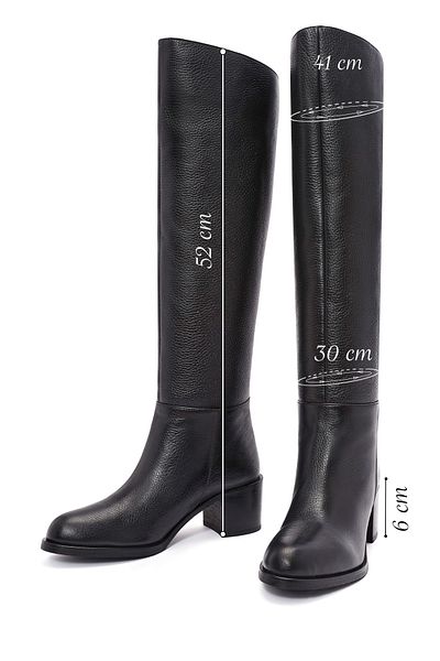 Derimod Women's Black Thick Heeled Leather Boots 24Wfd1532Ft