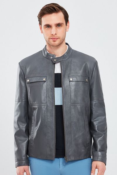 Derimod Larry Men's Gray Leather Coat - 24sge 652147