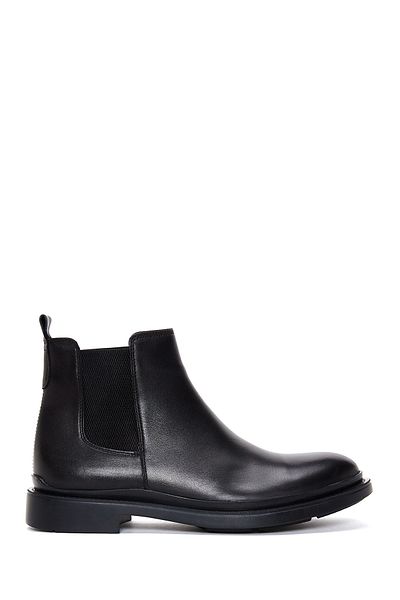 Derimod Men's Black Leather Casual Chelsea Boots 24Wfd 640018