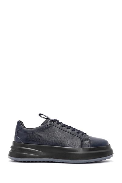 Derimod Men's Navy Blue Lace-Up Leather Sneakers 24Wfd6110Ft