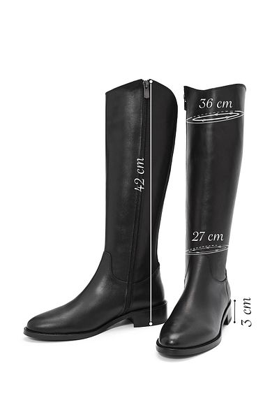 Derimod Women's Black Zippered Leather Boots 24Wfd 152918