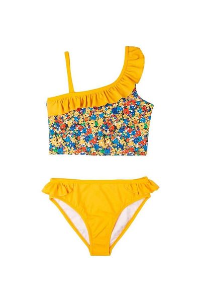 Swimfoam One-Shoulder Flower Patterned Girl's Bikini Set