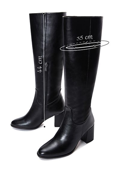 Derimod Women's Black Zippered Thick Heeled Boots 24Wfe 251918