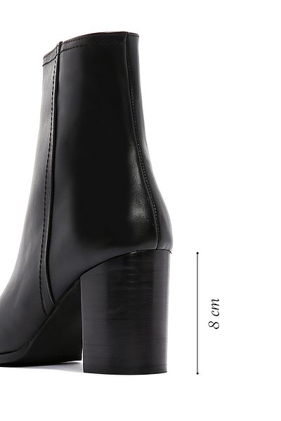 Derimod Black High Heeled Thick Leather Women's Boots - 24wfd 151018