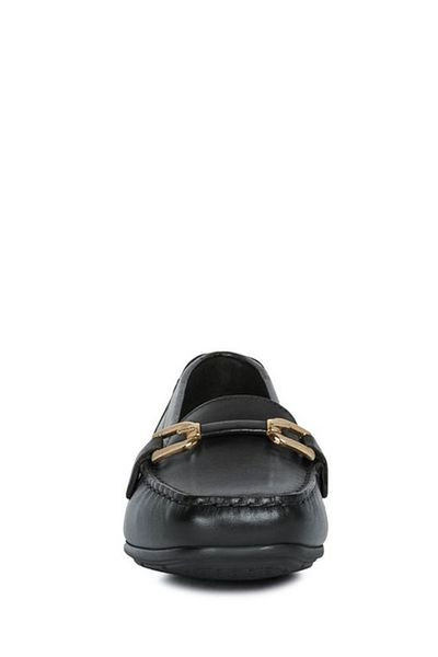 Geox Women's Black Annytah Moc Genuine Leather Penny Loafer Shoes Casual Shoes D84Bma00043C9997