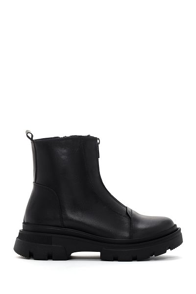 Derimod Women's Black Zippered Leather Boots 24Wfd360418