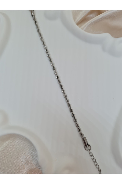 ZEYM سوار سلسلة حبل من الفولاذ المقاوم للصدأ – لون فضي، قابل للتعديل، للجنسين