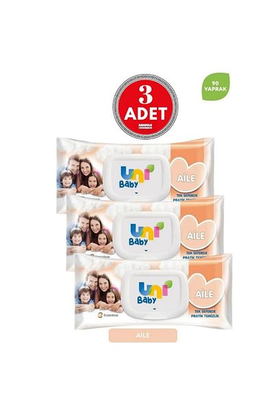 Uni Baby Family Wet Wipes 90's X 3 Pieces