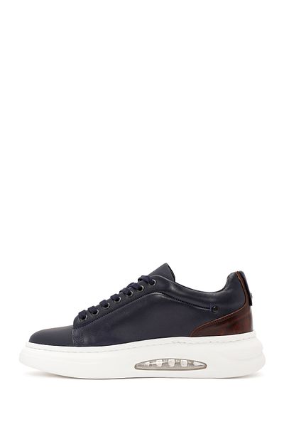 Derimod Men's Navy Blue Lace-Up Thick Sole Leather Sneaker 24Wfd 611318