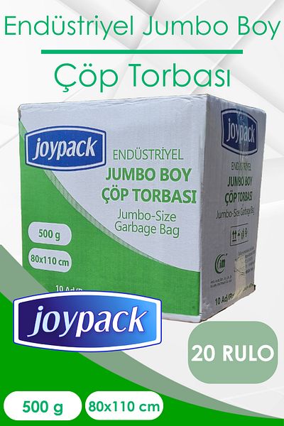 Joypack Industrial Jumbo Garbage Bag Roll Head 10 Pieces, 20 Rolls - 500Gr 80X110 cm 90 Lt