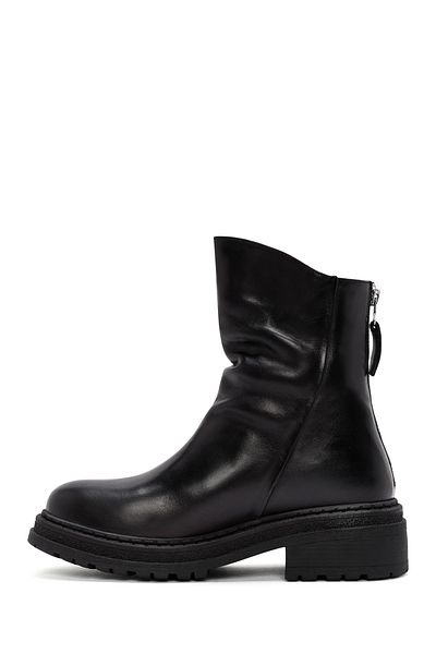 Derimod Black Leather Women's Boots - Back Zipper, 24WFD 185918