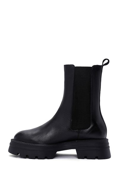 Derimod Black Leather Women's Chelsea Boots - 24WFD 550118